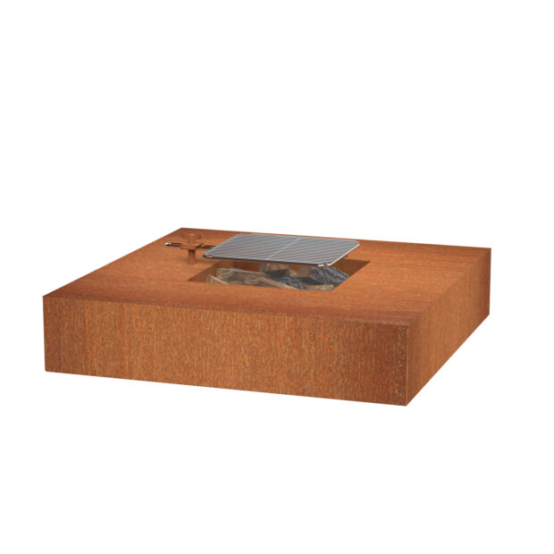 Table de feu en corten avec grill